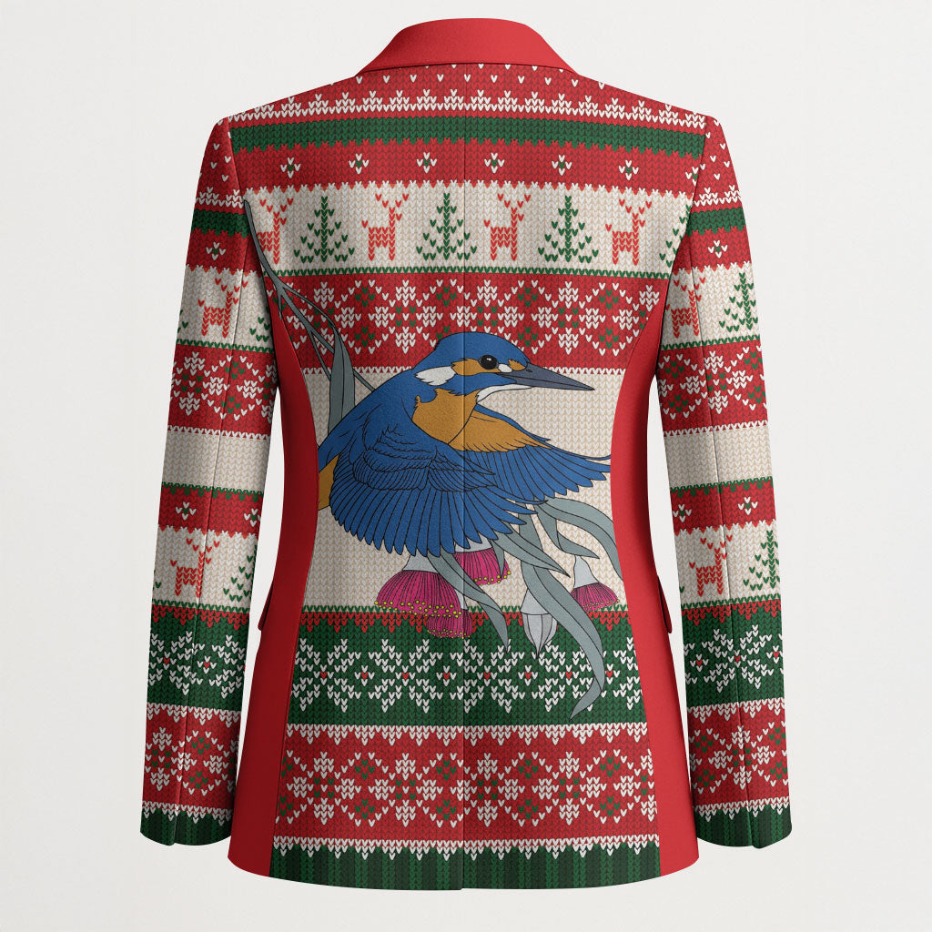 Aussie Kingfisher Bird Christmas Blazer Festive Knitted Pattern Inspired