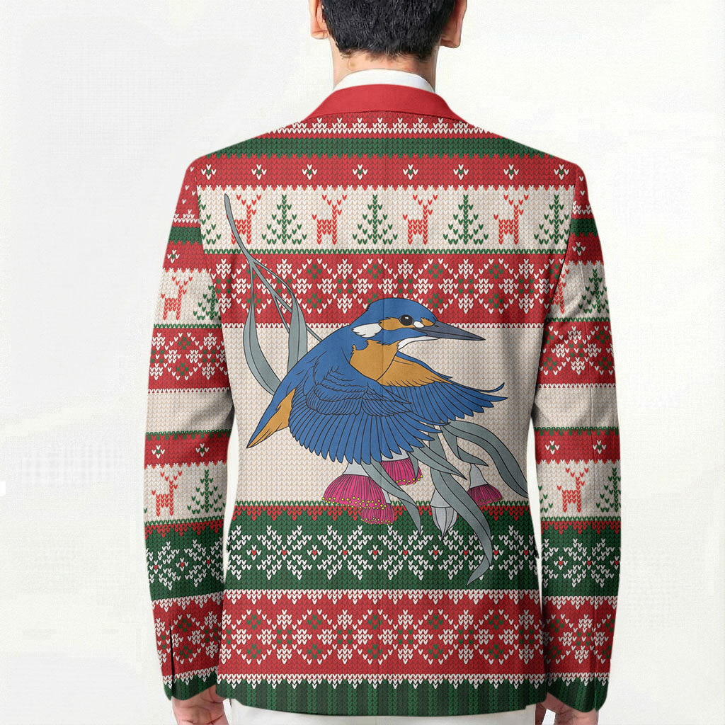 Aussie Kingfisher Bird Christmas Blazer Festive Knitted Pattern Inspired
