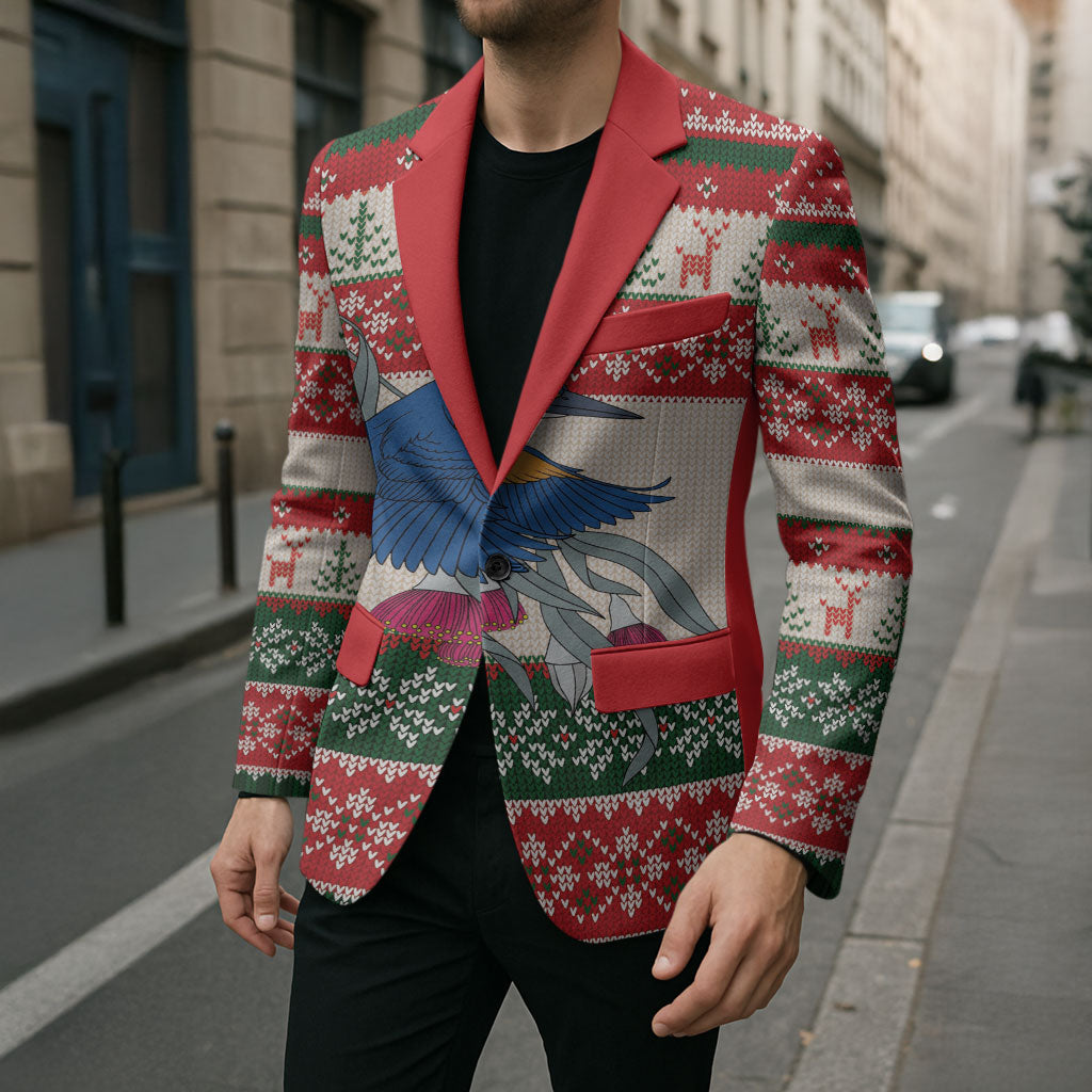 Aussie Kingfisher Bird Christmas Blazer Festive Knitted Pattern Inspired
