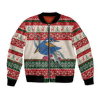 Aussie Kingfisher Bird Christmas Bomber Jacket Festive Knitted Pattern Inspired