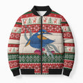 Aussie Kingfisher Bird Christmas Bomber Puffer Jacket Festive Knitted Pattern Inspired