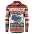 Aussie Kingfisher Bird Christmas Button Sweatshirt Festive Knitted Pattern Inspired