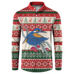 Aussie Kingfisher Bird Christmas Button Sweatshirt Festive Knitted Pattern Inspired