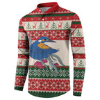 Aussie Kingfisher Bird Christmas Button Sweatshirt Festive Knitted Pattern Inspired