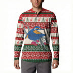 Aussie Kingfisher Bird Christmas Button Sweatshirt Festive Knitted Pattern Inspired