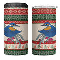 Aussie Kingfisher Bird Christmas 4 in 1 Can Cooler Tumbler Festive Knitted Pattern Inspired