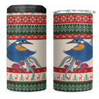 Aussie Kingfisher Bird Christmas 4 in 1 Can Cooler Tumbler Festive Knitted Pattern Inspired