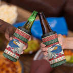 Aussie Kingfisher Bird Christmas 4 in 1 Can Cooler Tumbler Festive Knitted Pattern Inspired