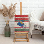 Aussie Kingfisher Bird Christmas Canvas Wall Art Festive Knitted Pattern Inspired