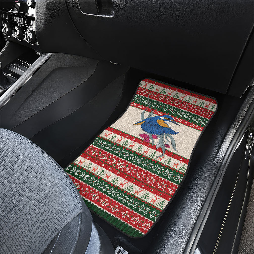 Aussie Kingfisher Bird Christmas Car Mats Festive Knitted Pattern Inspired