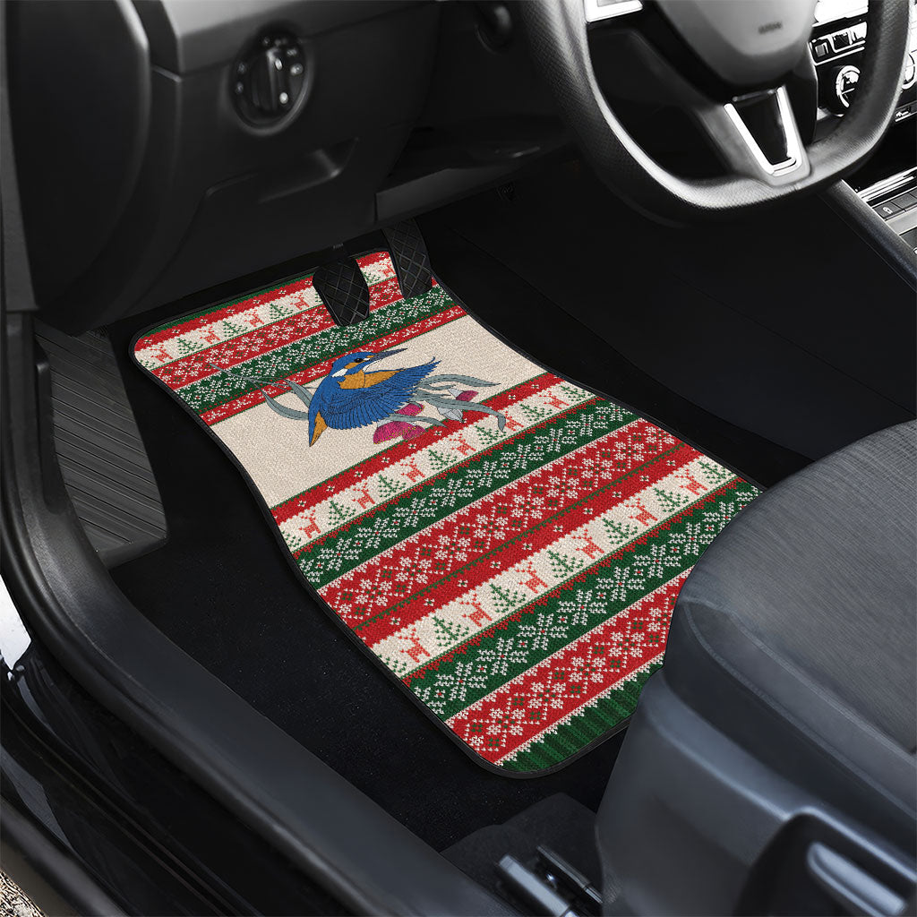 Aussie Kingfisher Bird Christmas Car Mats Festive Knitted Pattern Inspired