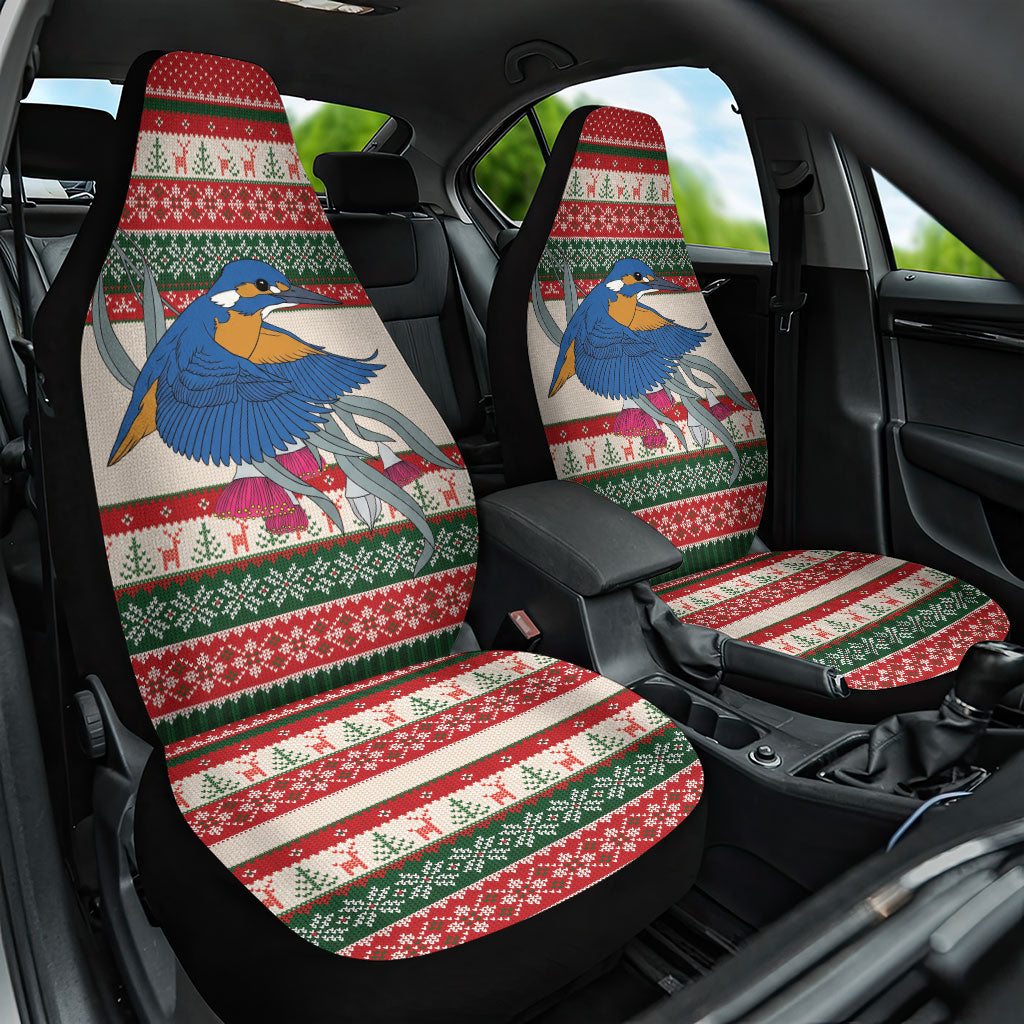 Aussie Kingfisher Bird Christmas Car Seat Cover Festive Knitted Pattern Inspired