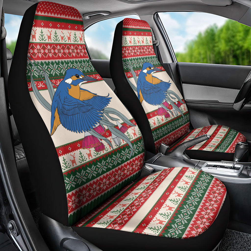 Aussie Kingfisher Bird Christmas Car Seat Cover Festive Knitted Pattern Inspired