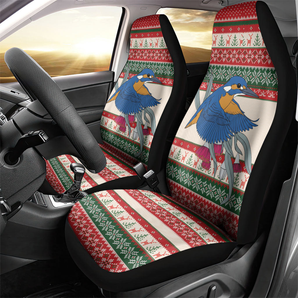 Aussie Kingfisher Bird Christmas Car Seat Cover Festive Knitted Pattern Inspired
