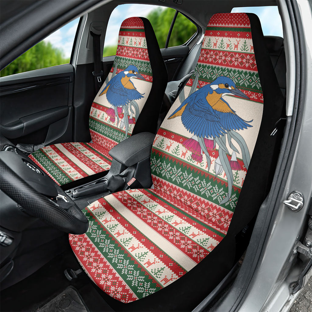 Aussie Kingfisher Bird Christmas Car Seat Cover Festive Knitted Pattern Inspired
