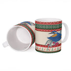 Aussie Kingfisher Bird Christmas Ceramic Mug Festive Knitted Pattern Inspired