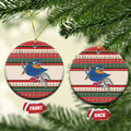 Aussie Kingfisher Bird Christmas Ceramic Ornament Festive Knitted Pattern Inspired