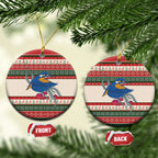 Aussie Kingfisher Bird Christmas Ceramic Ornament Festive Knitted Pattern Inspired