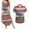 Aussie Kingfisher Bird Christmas Couples Matching Summer Maxi Dress and Hawaiian Shirt Festive Knitted Pattern Inspired