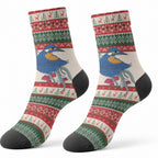 Aussie Kingfisher Bird Christmas Crew Socks Festive Knitted Pattern Inspired