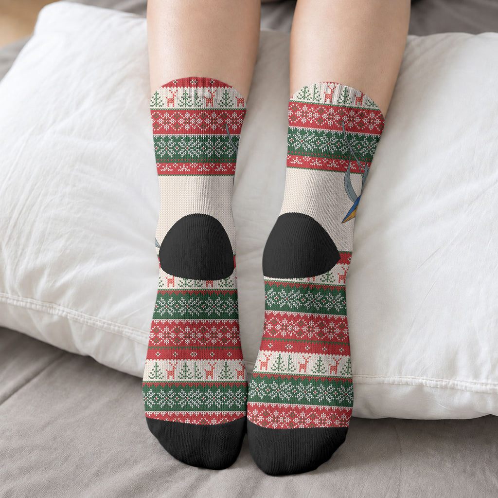 Aussie Kingfisher Bird Christmas Crew Socks Festive Knitted Pattern Inspired