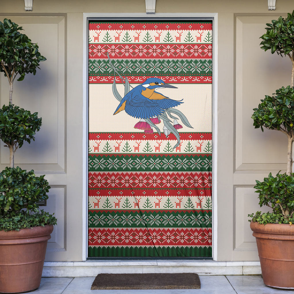 Aussie Kingfisher Bird Christmas Door Cover Festive Knitted Pattern Inspired
