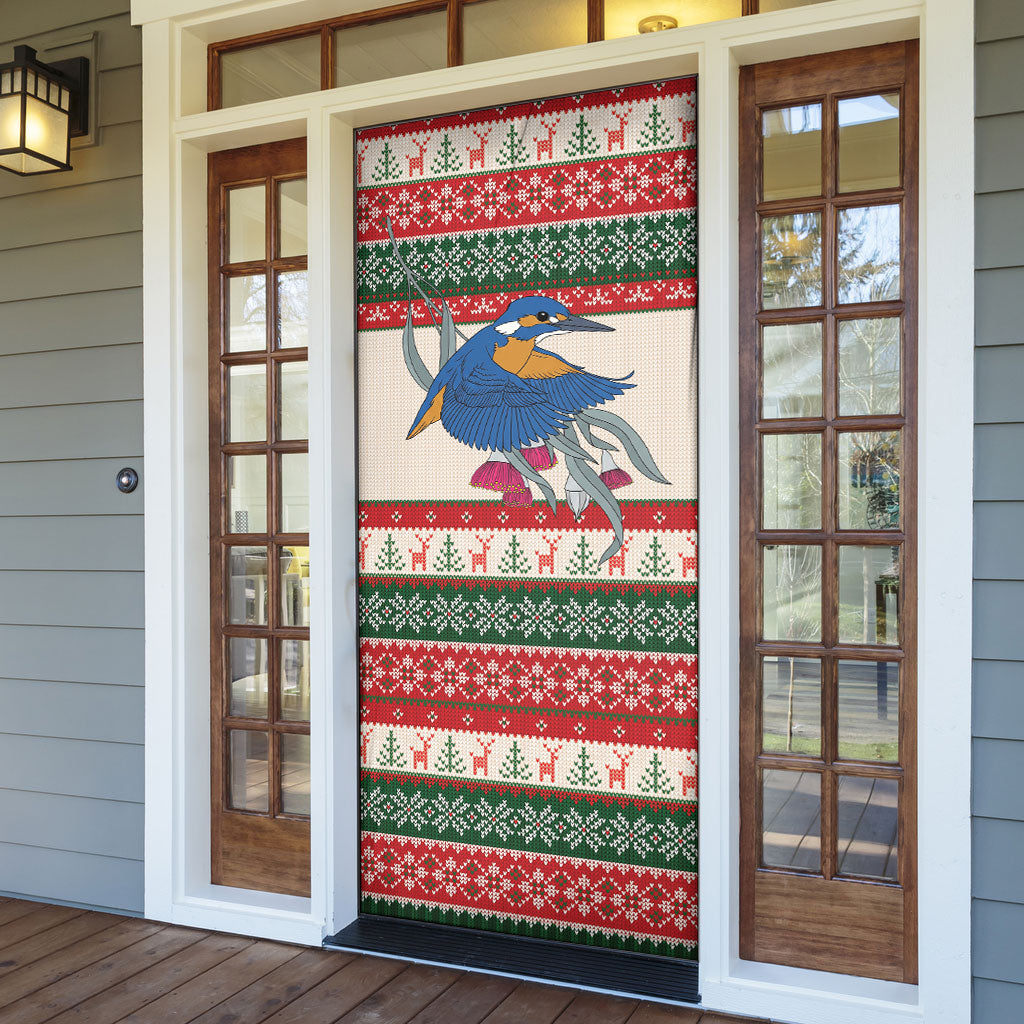 Aussie Kingfisher Bird Christmas Door Cover Festive Knitted Pattern Inspired