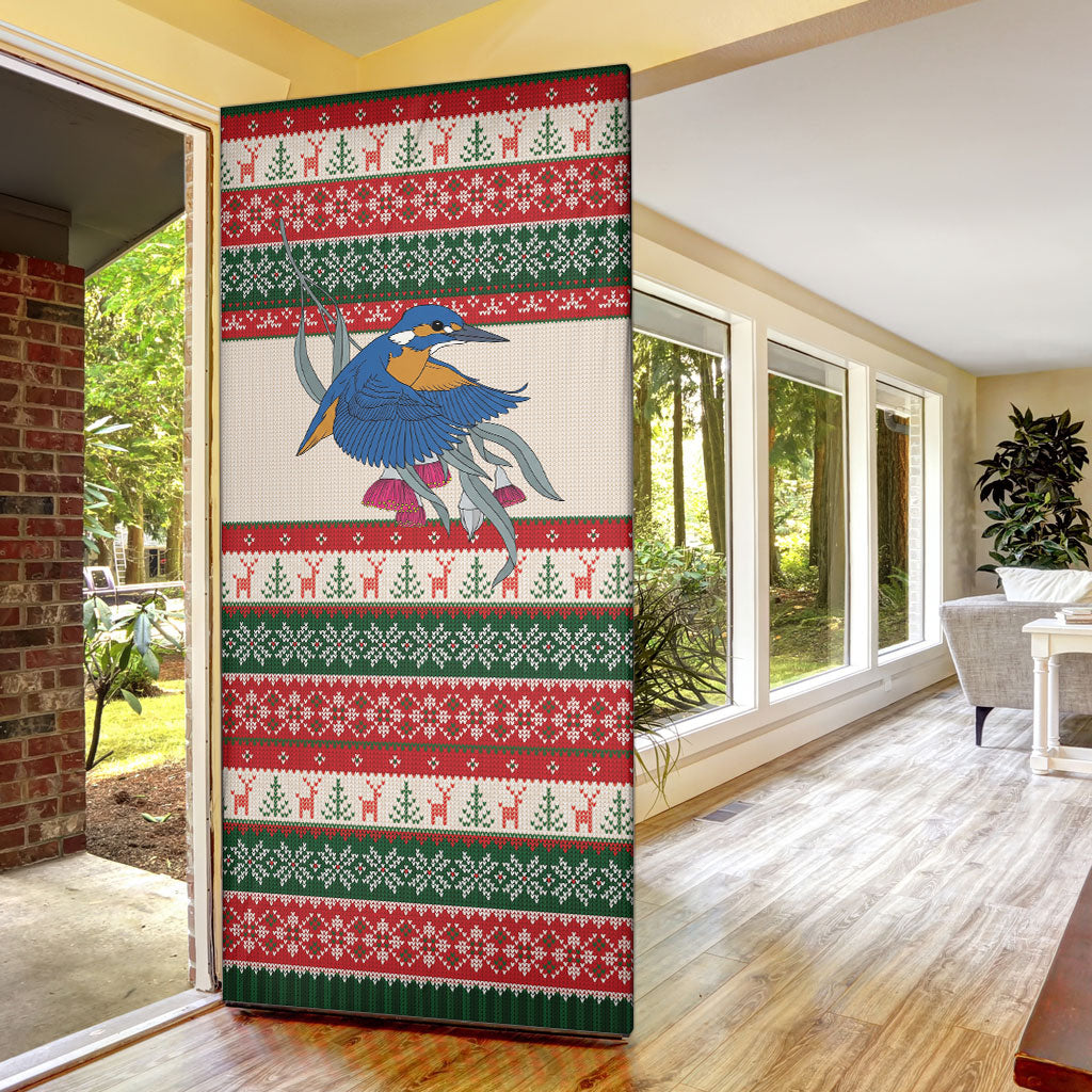Aussie Kingfisher Bird Christmas Door Cover Festive Knitted Pattern Inspired