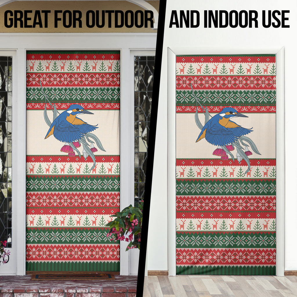 Aussie Kingfisher Bird Christmas Door Cover Festive Knitted Pattern Inspired