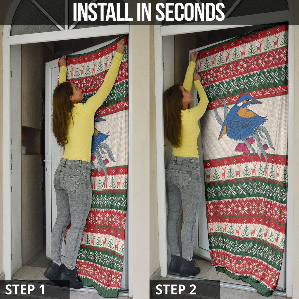 Aussie Kingfisher Bird Christmas Door Cover Festive Knitted Pattern Inspired