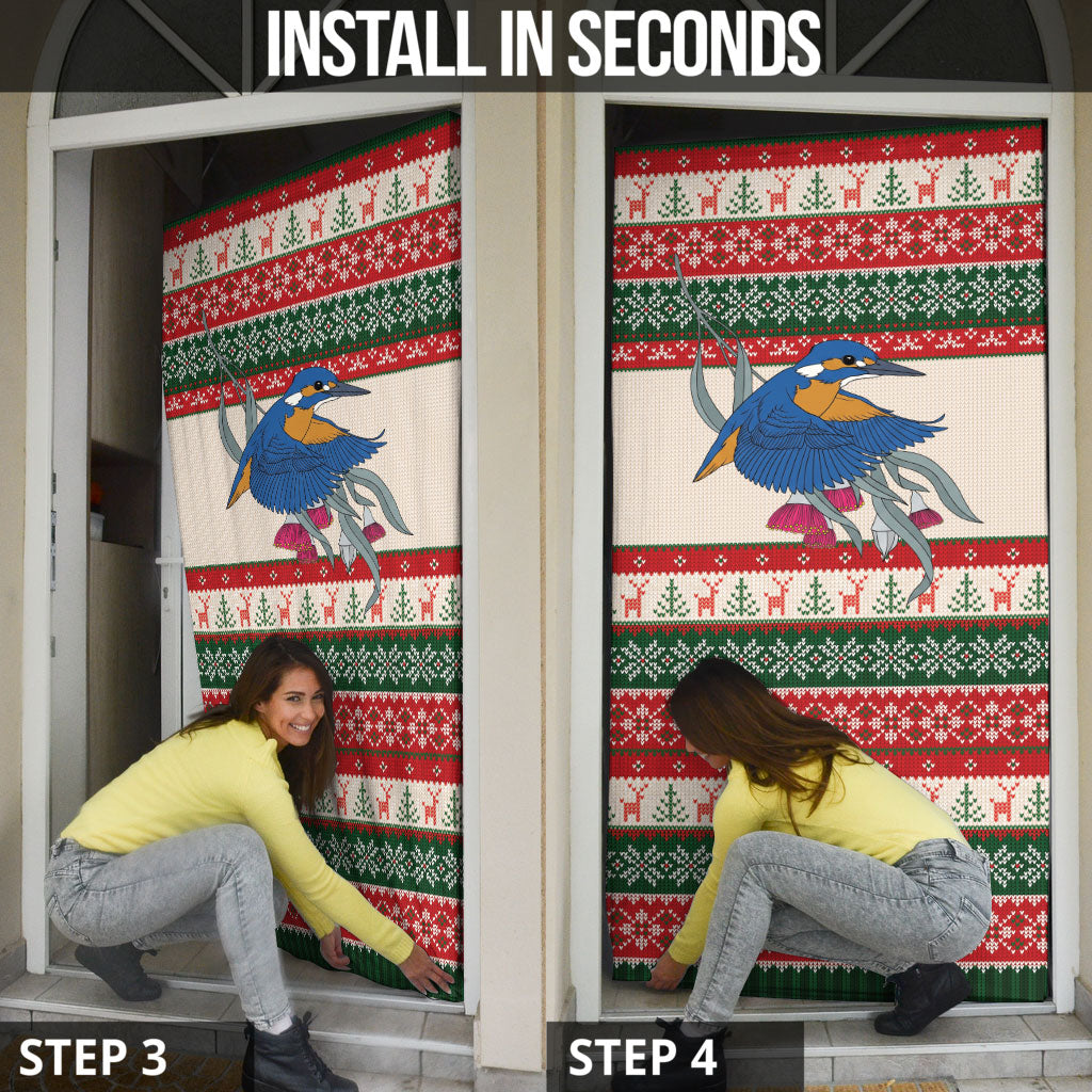 Aussie Kingfisher Bird Christmas Door Cover Festive Knitted Pattern Inspired