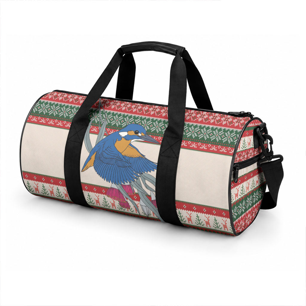 Aussie Kingfisher Bird Christmas Duffle Bag Festive Knitted Pattern Inspired