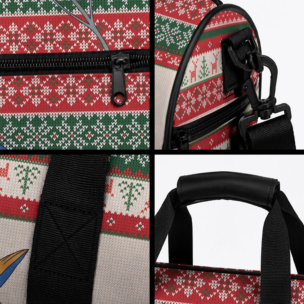 Aussie Kingfisher Bird Christmas Duffle Bag Festive Knitted Pattern Inspired
