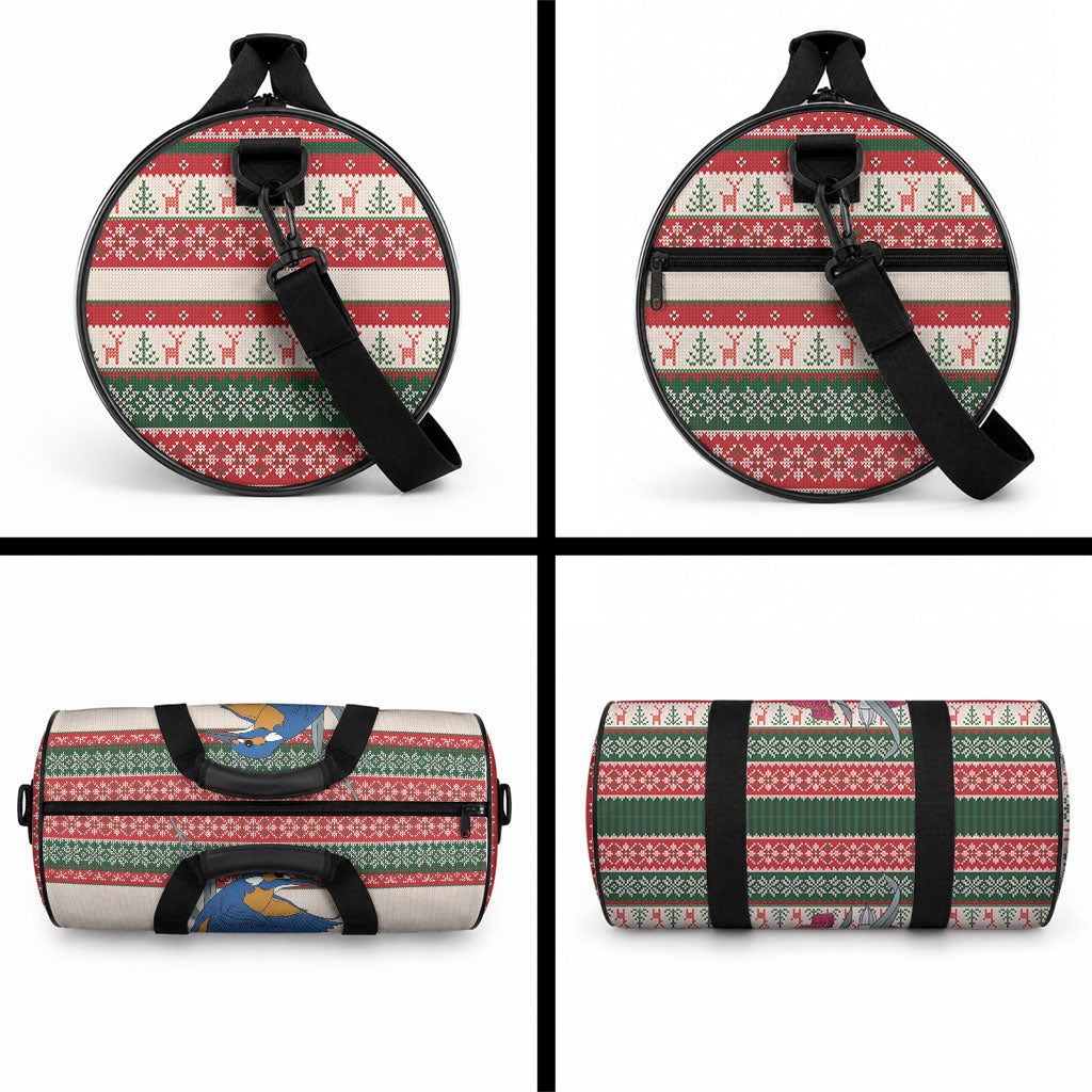 Aussie Kingfisher Bird Christmas Duffle Bag Festive Knitted Pattern Inspired