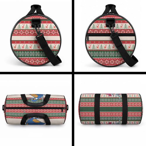 Aussie Kingfisher Bird Christmas Duffle Bag Festive Knitted Pattern Inspired