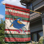 Aussie Kingfisher Bird Christmas Garden Flag Festive Knitted Pattern Inspired