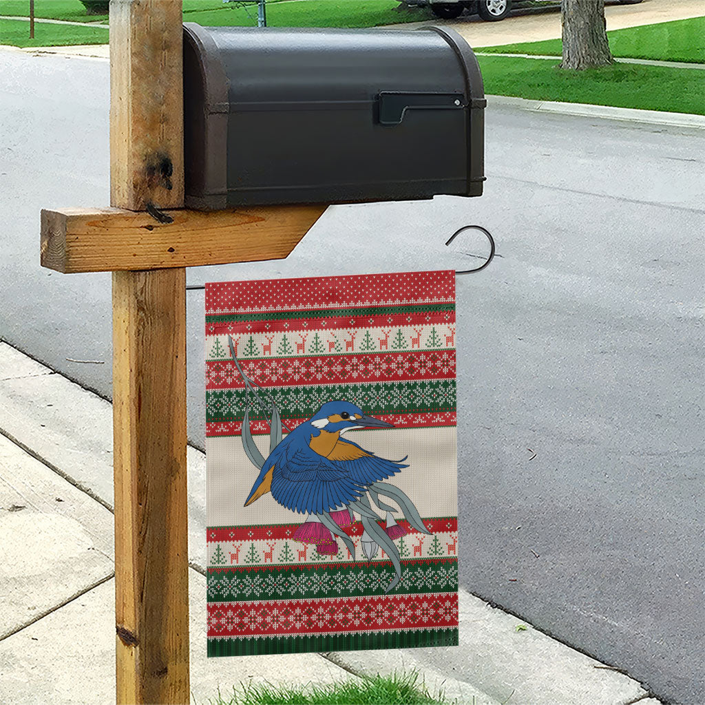 Aussie Kingfisher Bird Christmas Garden Flag Festive Knitted Pattern Inspired