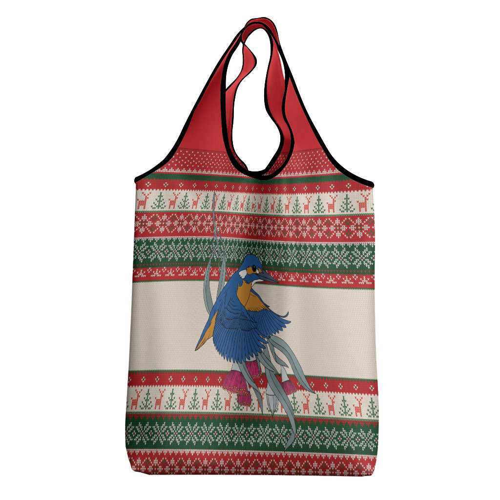 Aussie Kingfisher Bird Christmas Grocery Bag Festive Knitted Pattern Inspired