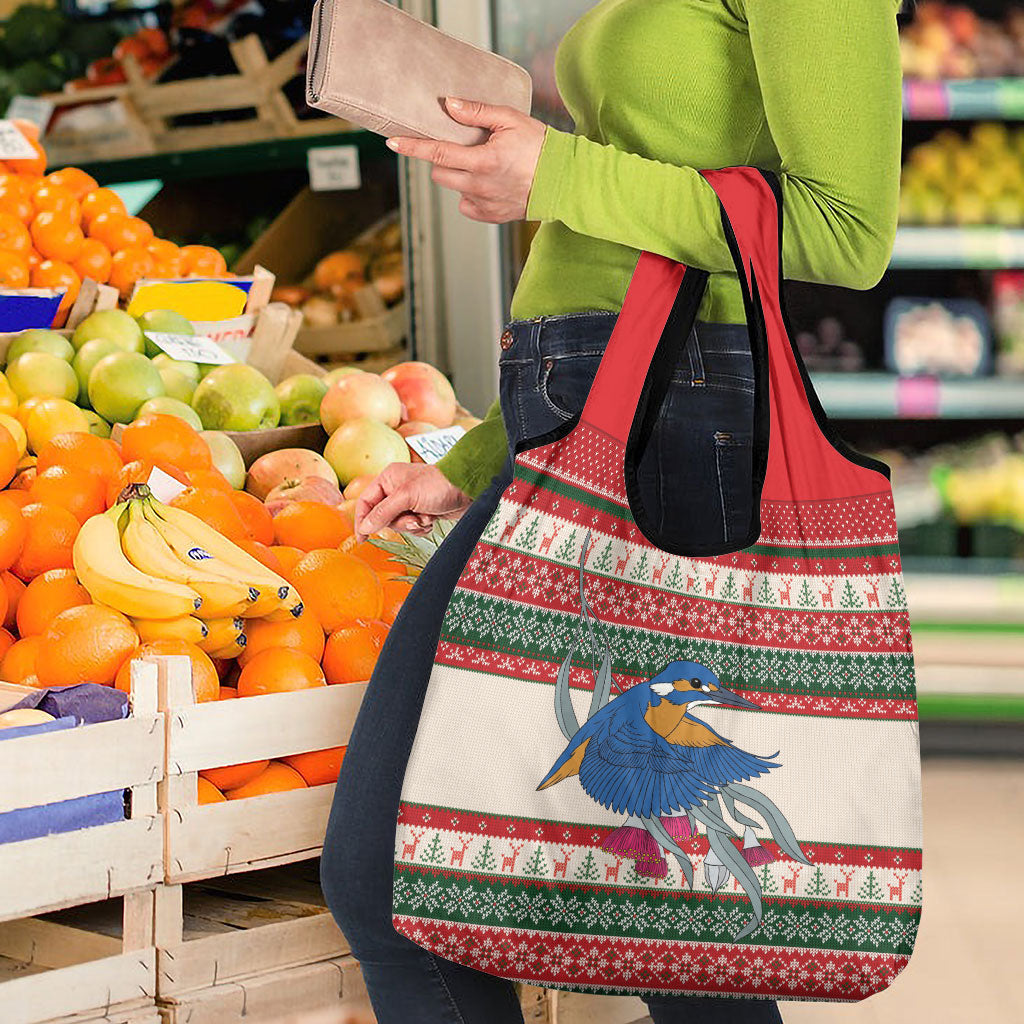 Aussie Kingfisher Bird Christmas Grocery Bag Festive Knitted Pattern Inspired