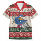 Aussie Kingfisher Bird Christmas Hawaiian Shirt Festive Knitted Pattern Inspired