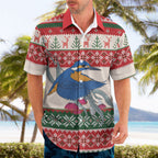 Aussie Kingfisher Bird Christmas Hawaiian Shirt Festive Knitted Pattern Inspired