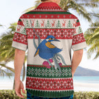 Aussie Kingfisher Bird Christmas Hawaiian Shirt Festive Knitted Pattern Inspired