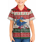 Aussie Kingfisher Bird Christmas Hawaiian Shirt Festive Knitted Pattern Inspired