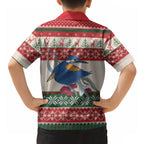 Aussie Kingfisher Bird Christmas Hawaiian Shirt Festive Knitted Pattern Inspired