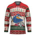 Aussie Kingfisher Bird Christmas Hockey Jersey Festive Knitted Pattern Inspired