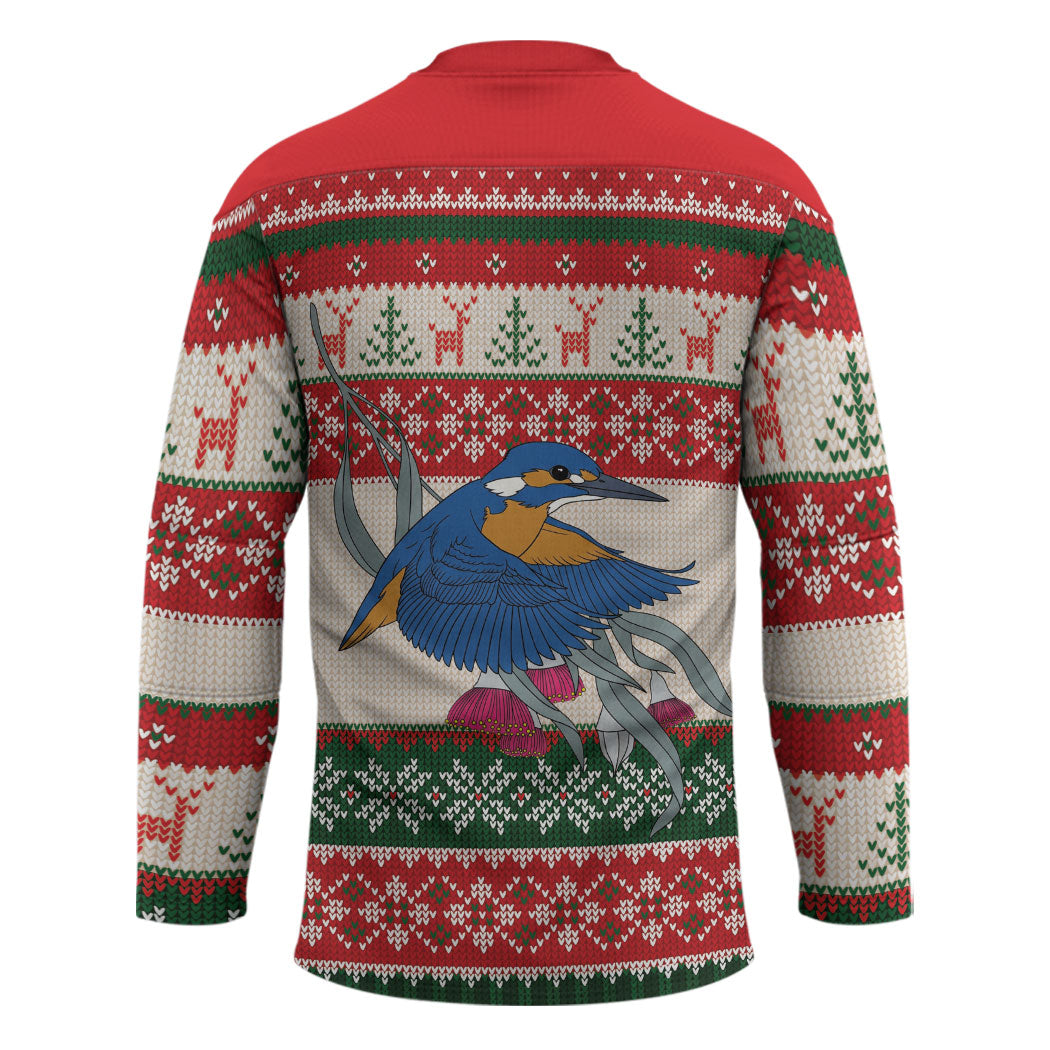 Aussie Kingfisher Bird Christmas Hockey Jersey Festive Knitted Pattern Inspired