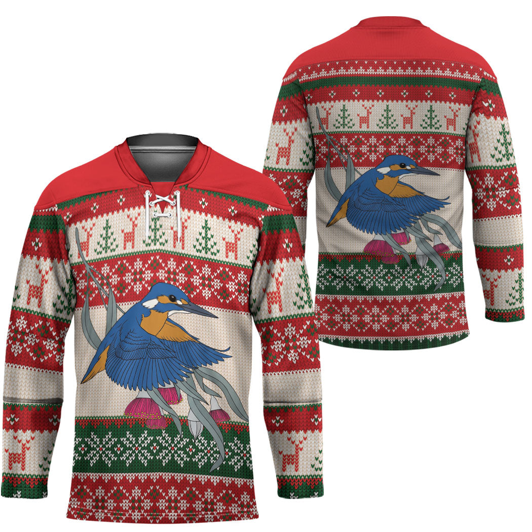Aussie Kingfisher Bird Christmas Hockey Jersey Festive Knitted Pattern Inspired