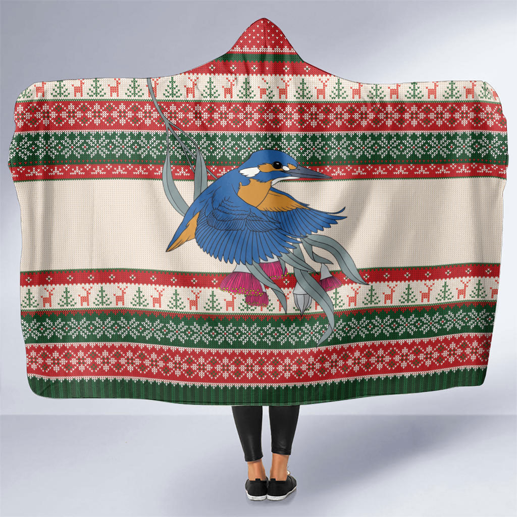 Aussie Kingfisher Bird Christmas Hooded Blanket Festive Knitted Pattern Inspired