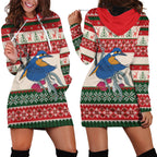 Aussie Kingfisher Bird Christmas Hoodie Dress Festive Knitted Pattern Inspired