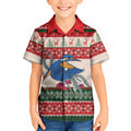 Aussie Kingfisher Bird Christmas Kid Hawaiian Shirt Festive Knitted Pattern Inspired